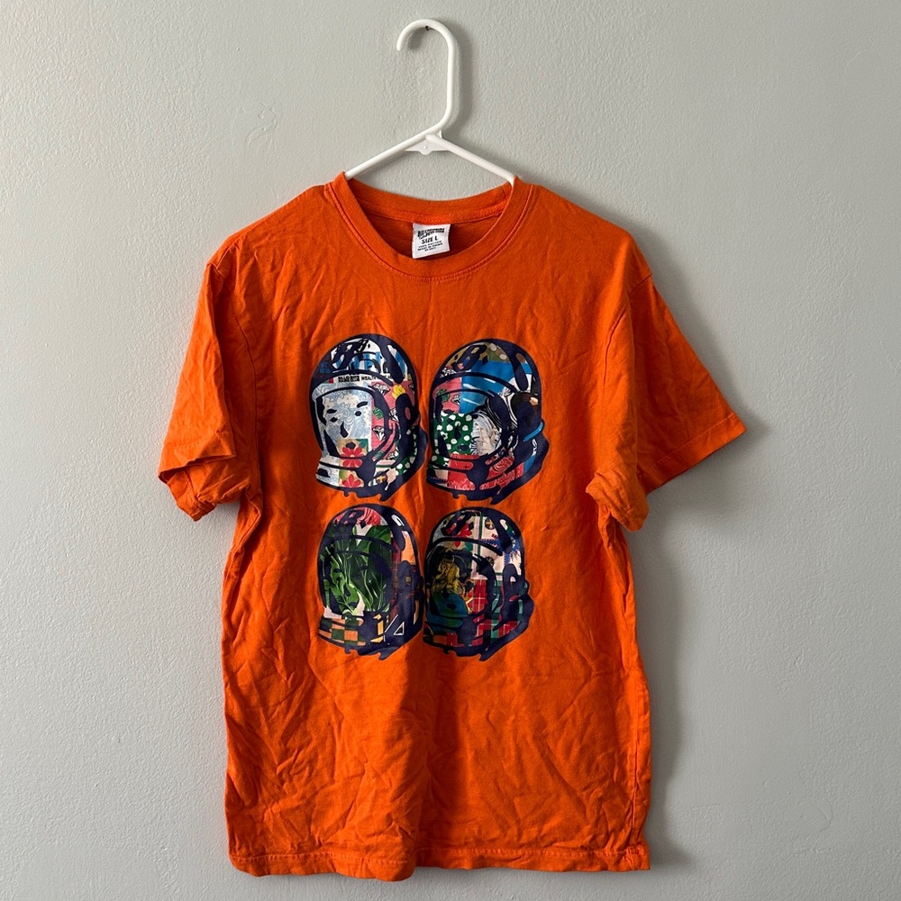 Billionaire Boys Club Orange Tee with Multicolor Helmet Graphics